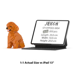 Real size of the Toy Poodle 03-M04 next to a 13-inch tablet