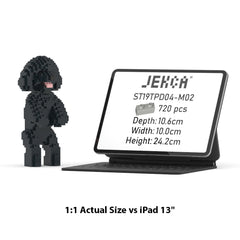 Real size of the Toy Poodle 04-M02 next to a 13-inch tablet