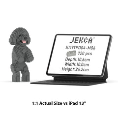 Real size of the Toy Poodle 04-M06 next to a 13-inch tablet