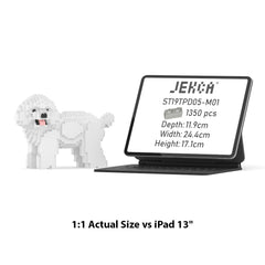 Real size of the Toy Poodle 05-M01 next to a 13-inch tablet