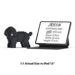 Real size of the Toy Poodle 05-M02 next to a 13-inch tablet