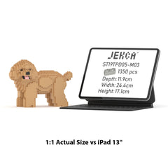 Real size of the Toy Poodle 05-M03 next to a 13-inch tablet