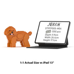 Real size of the Toy Poodle 05-M04 next to a 13-inch tablet