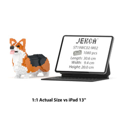 Real size of the Welsh Corgi 02-M02 next to a 13-inch tablet
