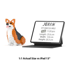 Real size of the Welsh Corgi 03-M02 next to a 13-inch tablet