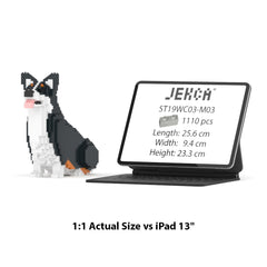 Real size of the Welsh Corgi 03-M03 next to a 13-inch tablet