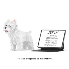 Real size of the West Highland White Terrier 02 next to a 13-inch tablet