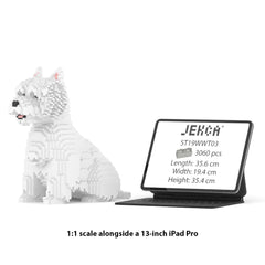 Real size of the West Highland White Terrier 03 next to a 13-inch tablet
