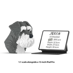 Real size of the Schnauzer Bust 01 next to a 13-inch tablet